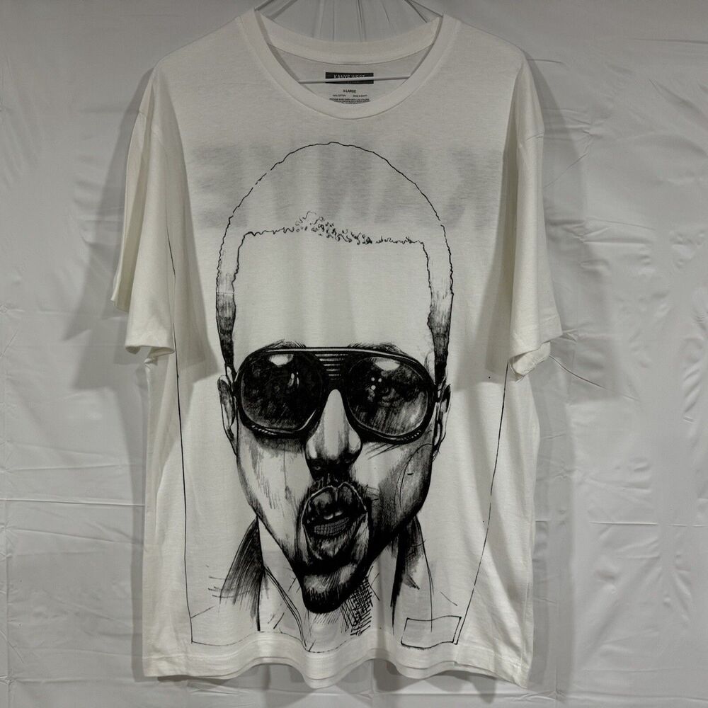 Kanye West Merchandise Kanye Iced Out Grill Face Portrait Shirt Mens  XL 2011